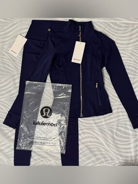 lululemon athletica Navy Full-Zip Bomber Jacket with Gold Accents